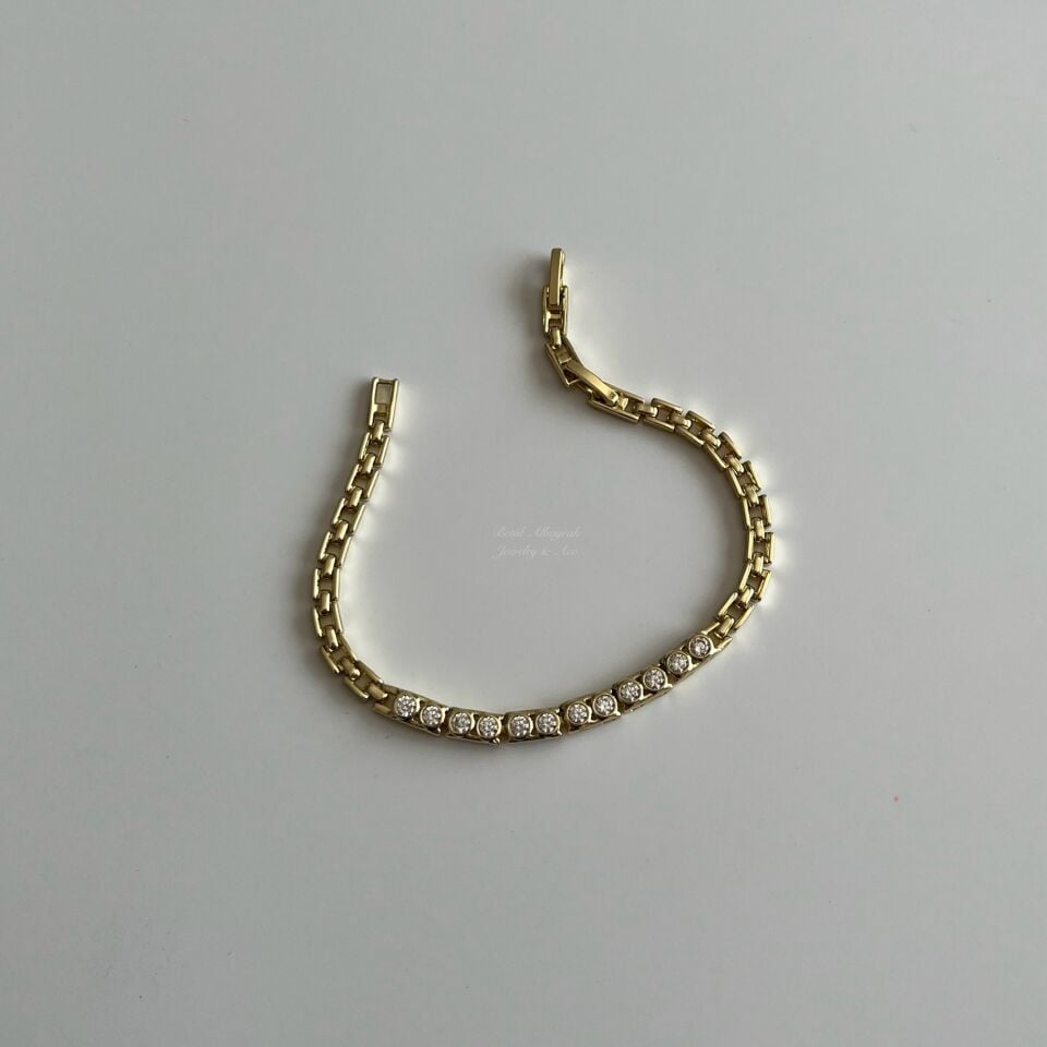 Dikdörtgen Kordonlu Yuvarlak Taşlı Xuping Bileklik