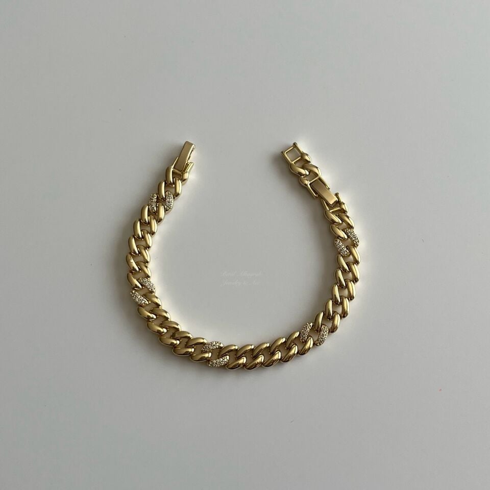 Taşlı Cuban Xuping Bileklik