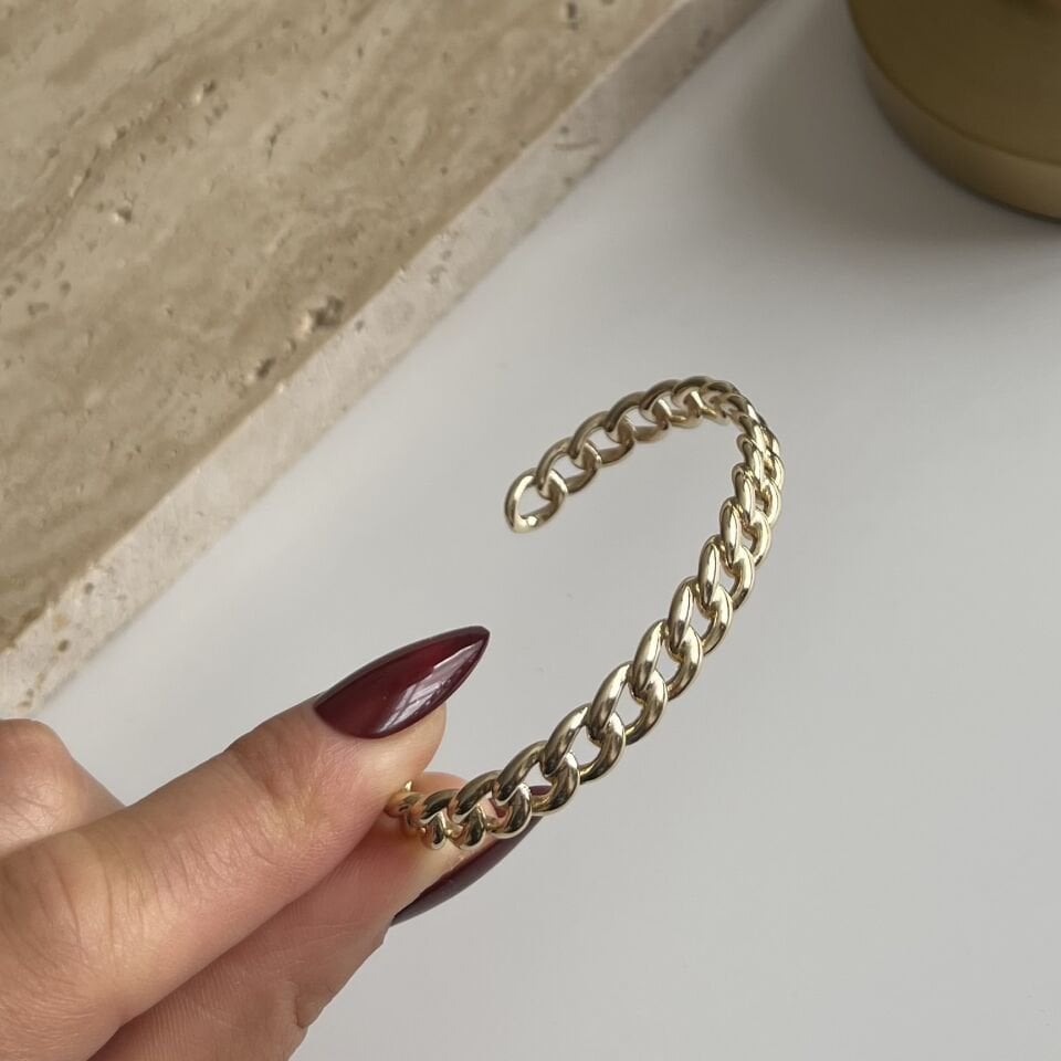 Altın Kaplama Şerit Model Ayarlanabilir Bileklik