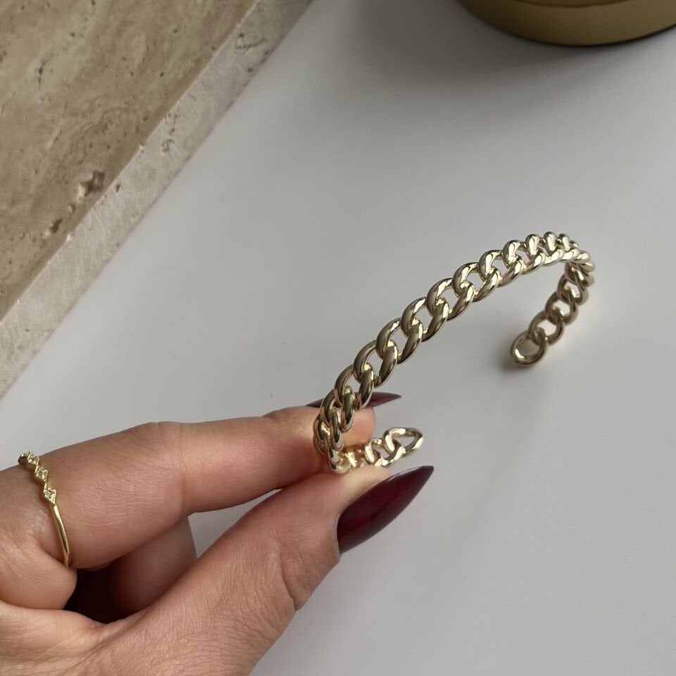 Altın Kaplama Şerit Model Ayarlanabilir Bileklik