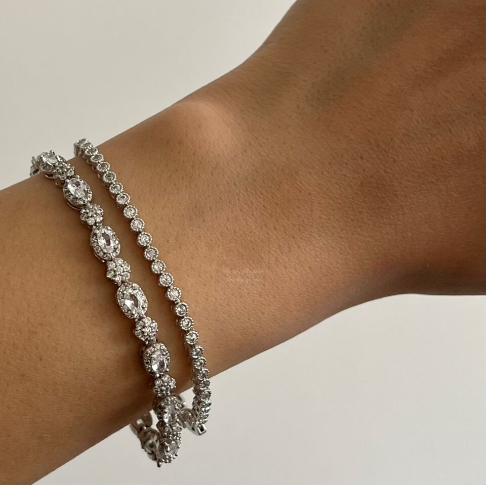 Vip Yuvarlak Taşlı SuYolu Silver Bileklik