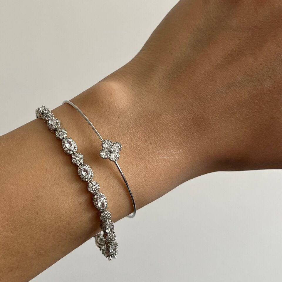 Vip Oval Taşlı Silver SuYolu Bileklik