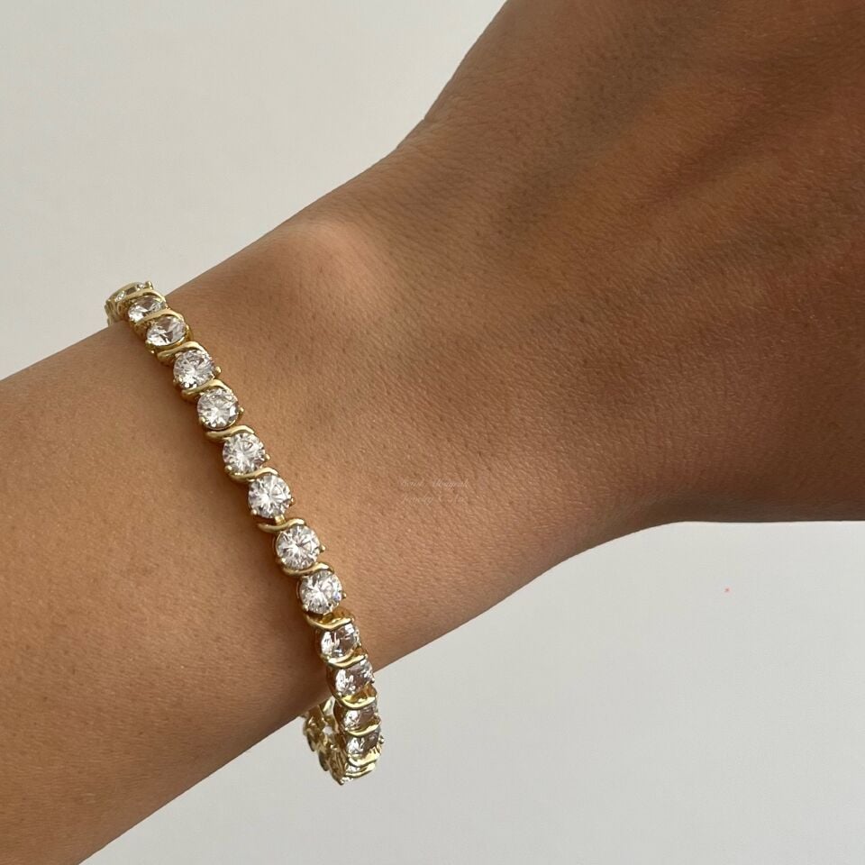 Şerit Detaylı İri Taşlı Xuping SuYolu Bileklik