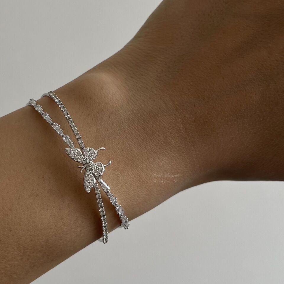 Vip Kelebek Figürlü Taşlı Ayarlanabilir Bileklik