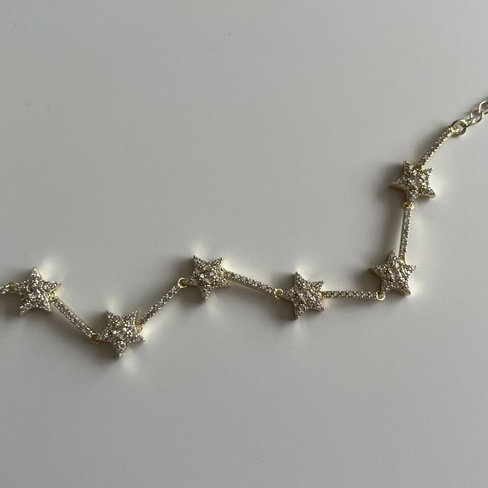 Altın Kaplama Full Taşlı Yıldızlı Suyolu Bileklik