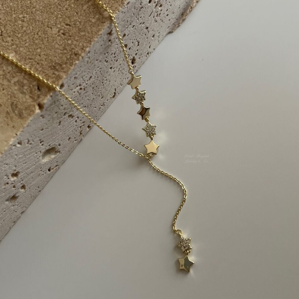 Altın Kaplama Minimal Taşlı Yıldız Kolye