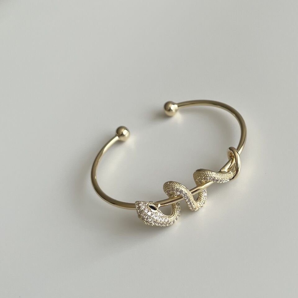 Altın Kaplama Ayarlanabilir Yılan Figür Bileklik