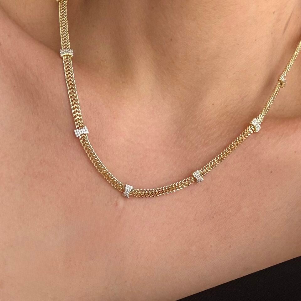 Hasır Model Taşlı Xuping Kolye