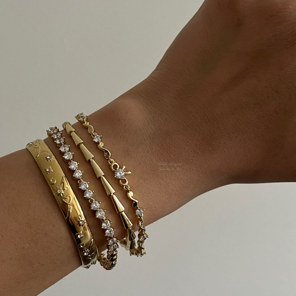 Xuping Taşlı  Yarım Su Yolu Bileklik