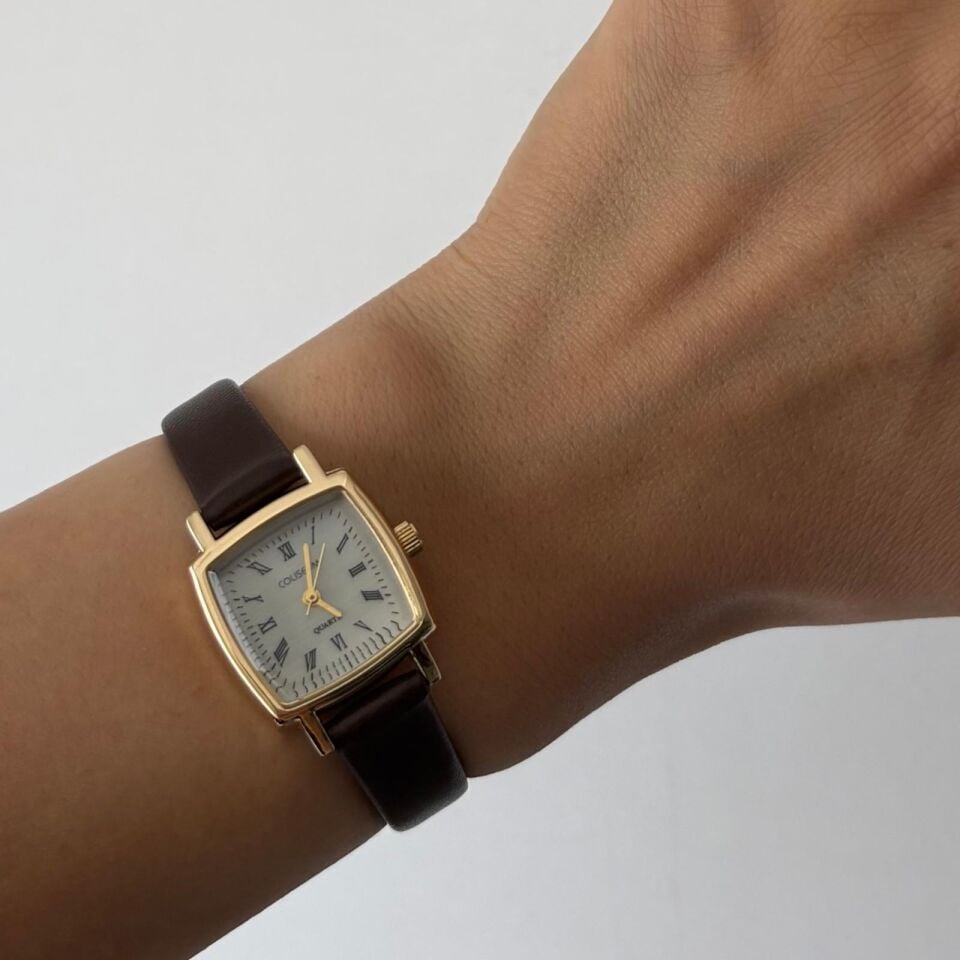 Nora Model Vintage Kahve Kordon Saat