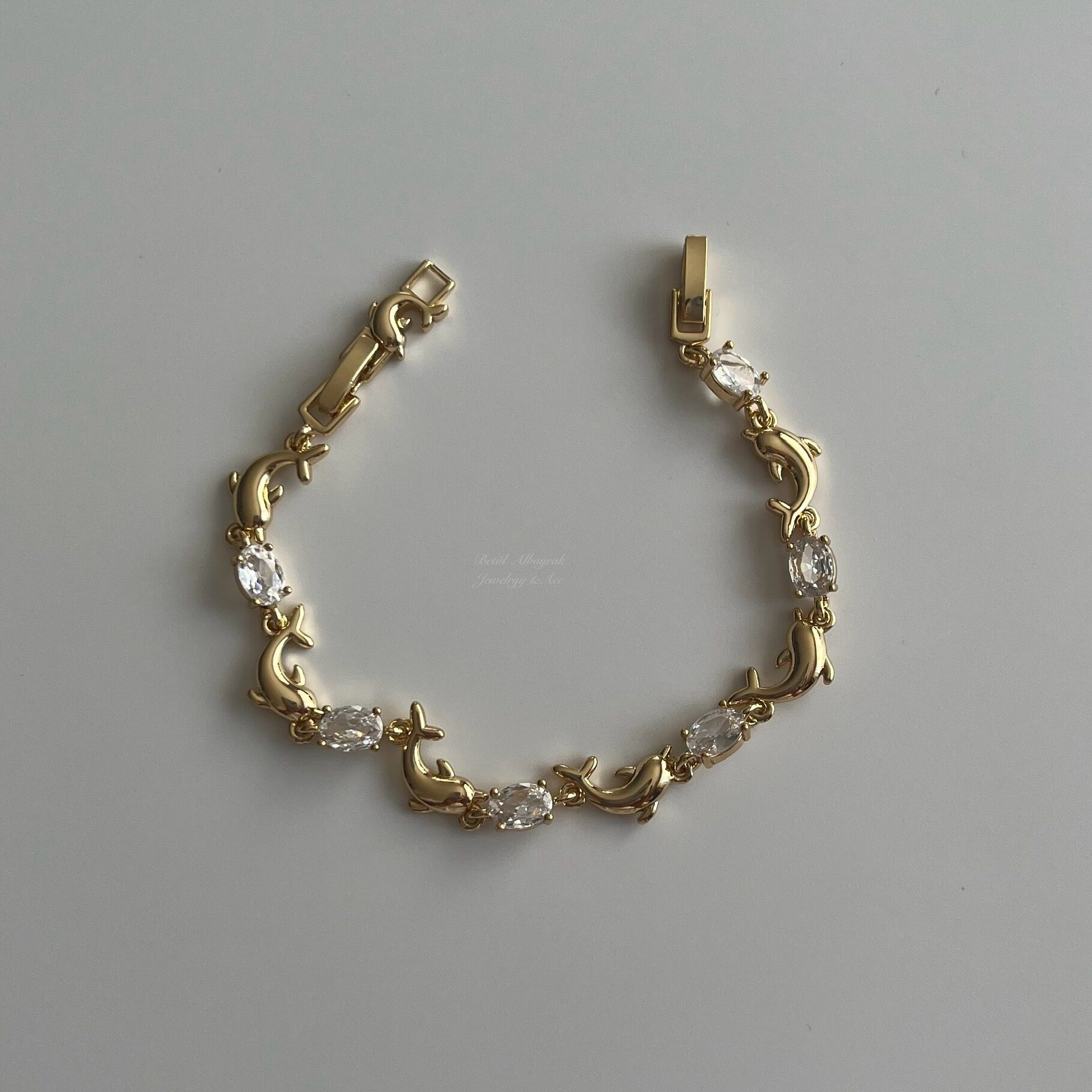 Altın Kaplama Taşlı Yunus Balığı Bileklik