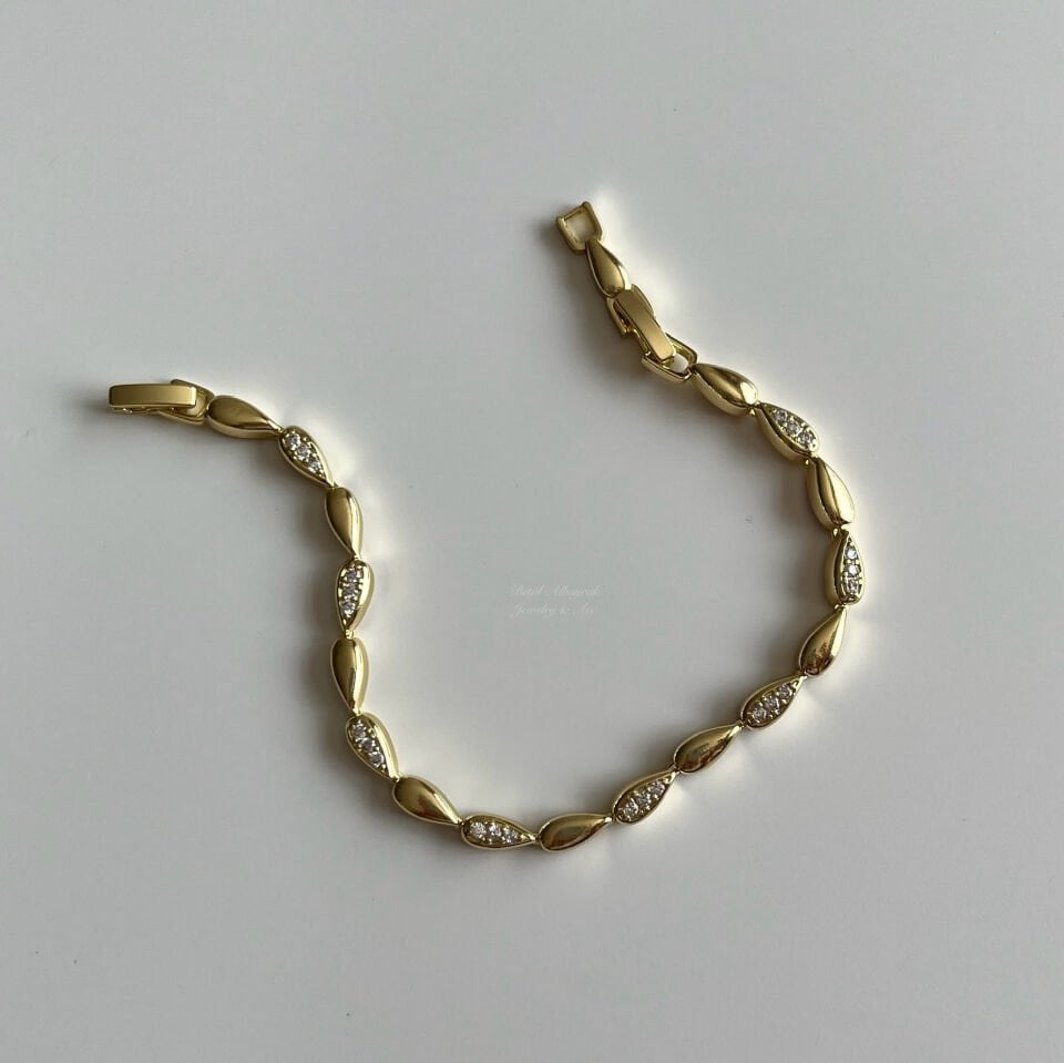 Altın Kaplama Taşlı Damla Bileklik