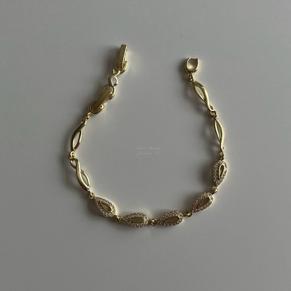 Altın Kaplama Taşlı Oval Desenli Bileklik