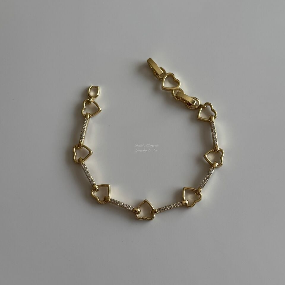 Altın Kaplama Kalp Su Yolu Bileklik