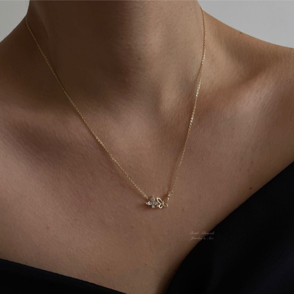 Minimal Taşlı Xuping Kelebek Kolye