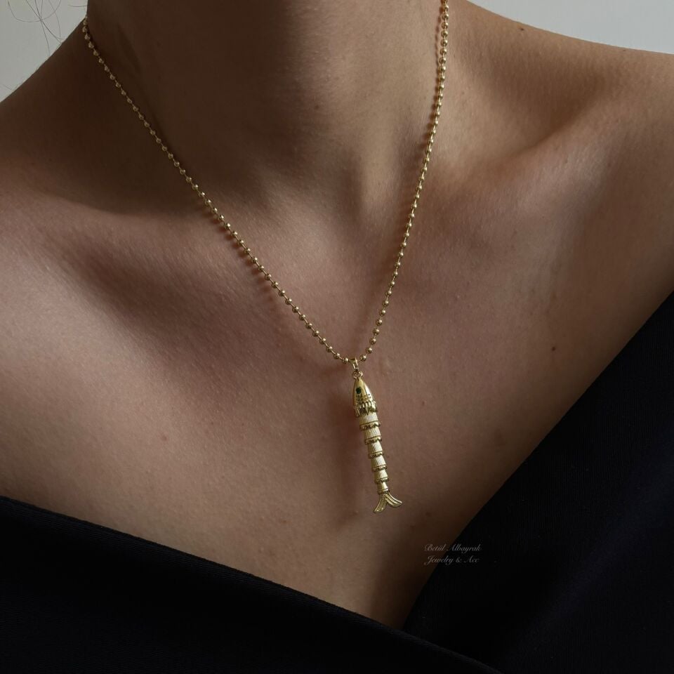 Çelik Topçuk Zincir Balık Kolye