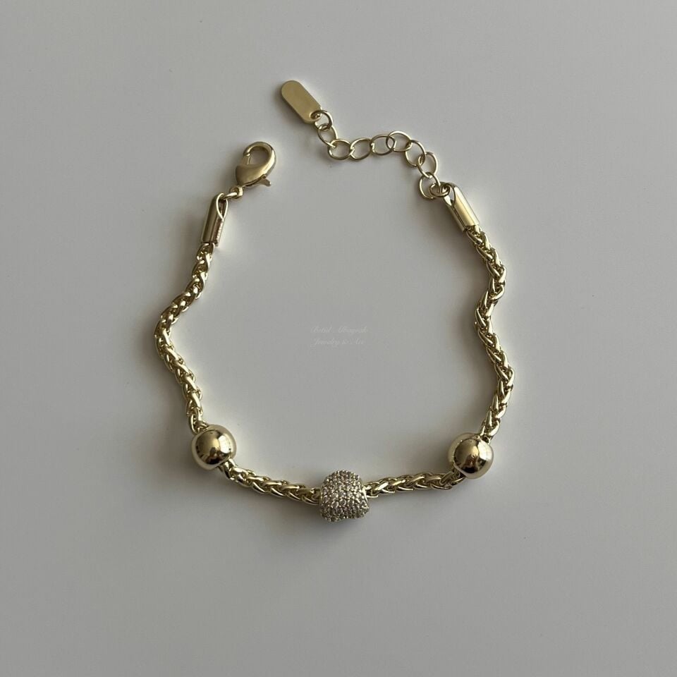 Altın Kaplama Topçuklu Zincir Bileklik