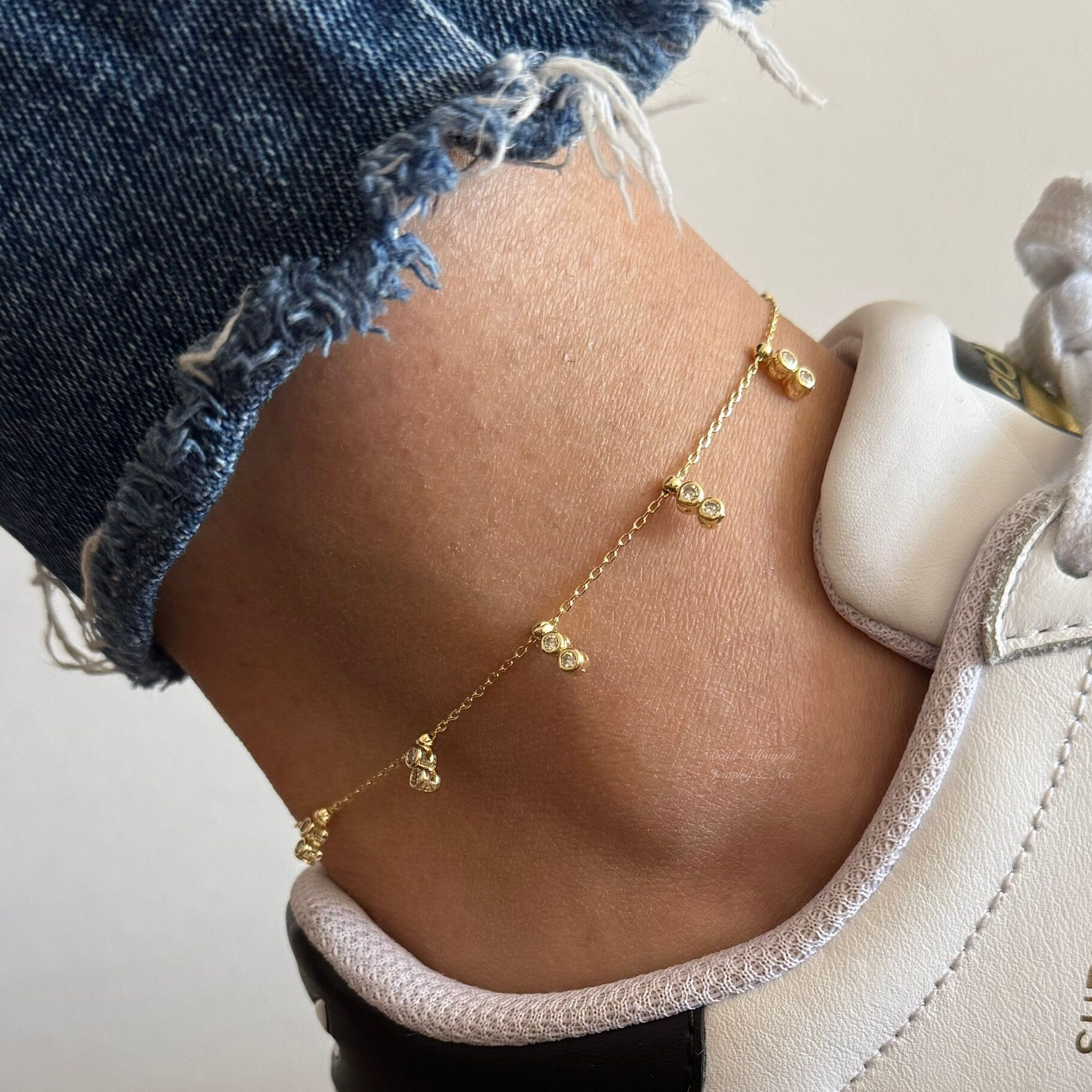 Altın Kaplama Taşlı Topçuk Halhal