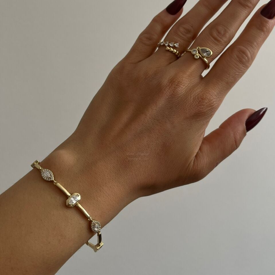 Oval Kare Taşlı Xuping Bileklik