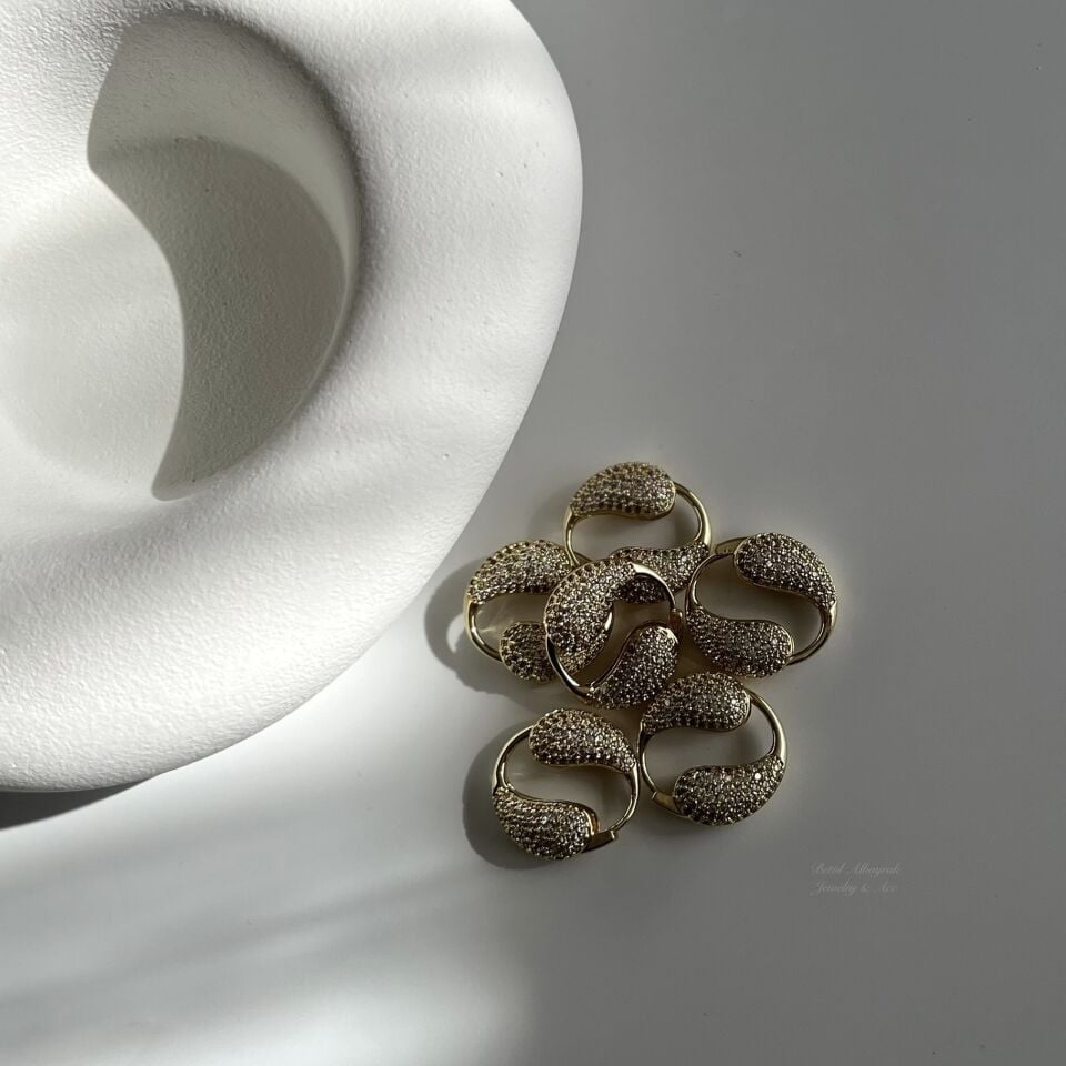 Vip Taşlı Damla Model Halka Küpe