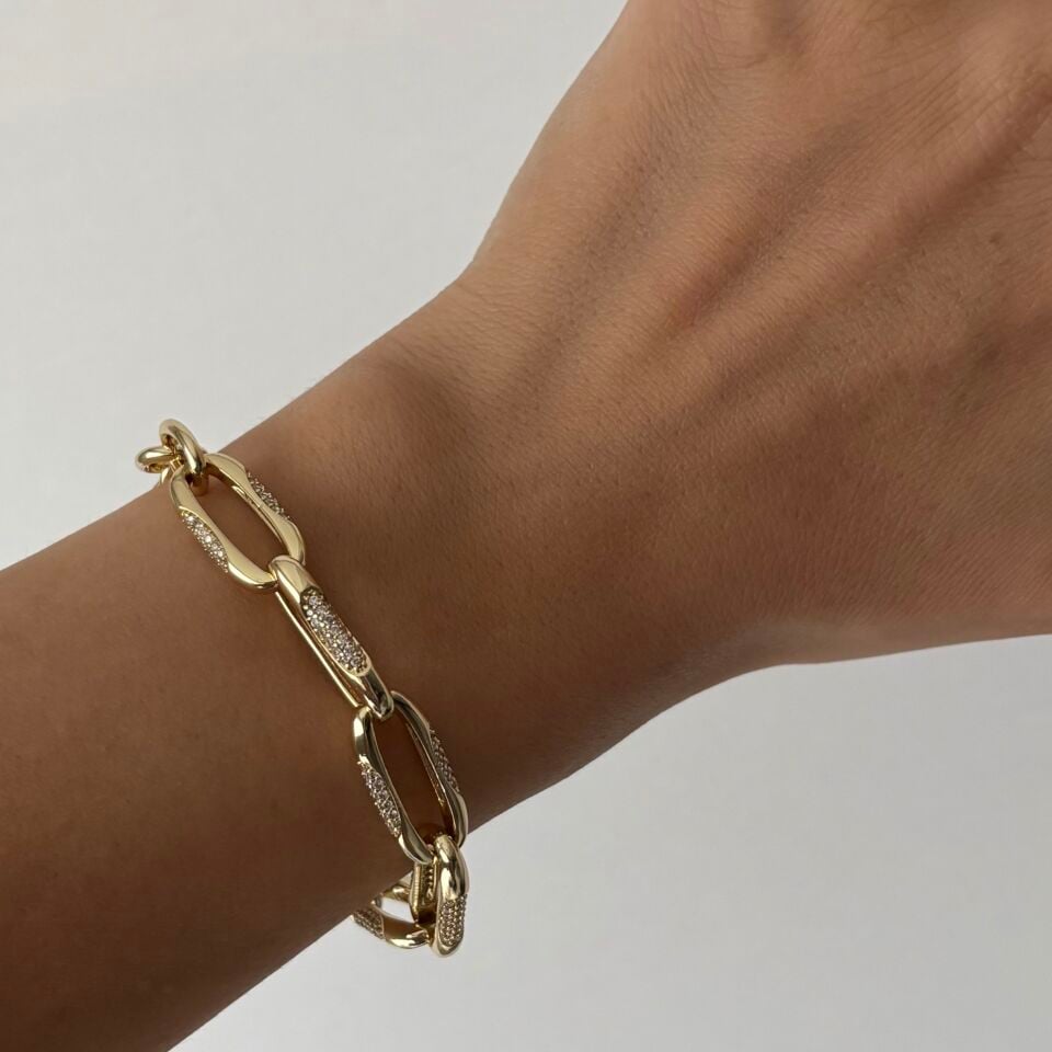 Kuyumcu Model Taşlı Ataç Zincir Bileklik