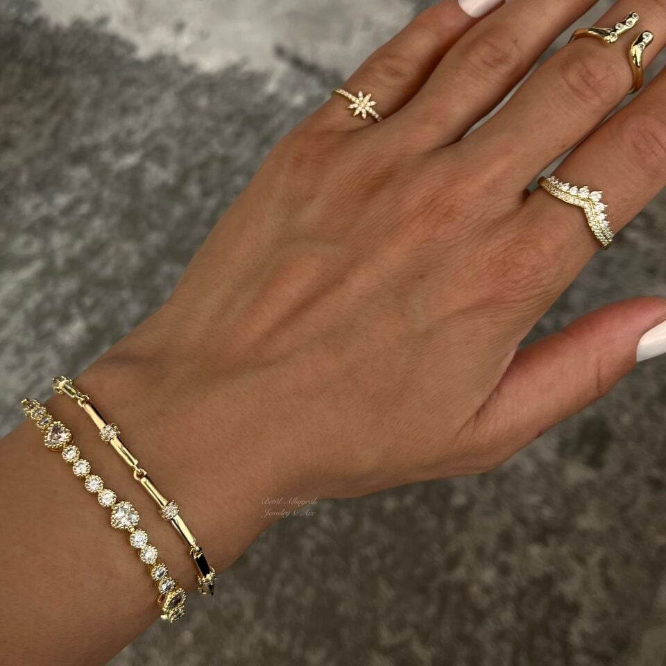 Altın Kaplama Kalpli Su Yolu Bileklik