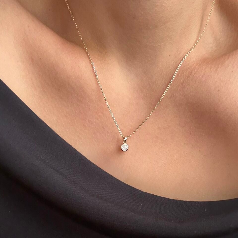 Minimal Taşlı Kalp Figür Xuping Kolye