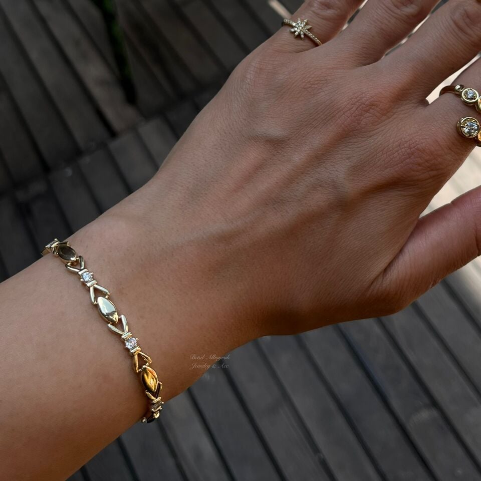 Altın Kaplama Taşlı Kurdele Model Bileklik