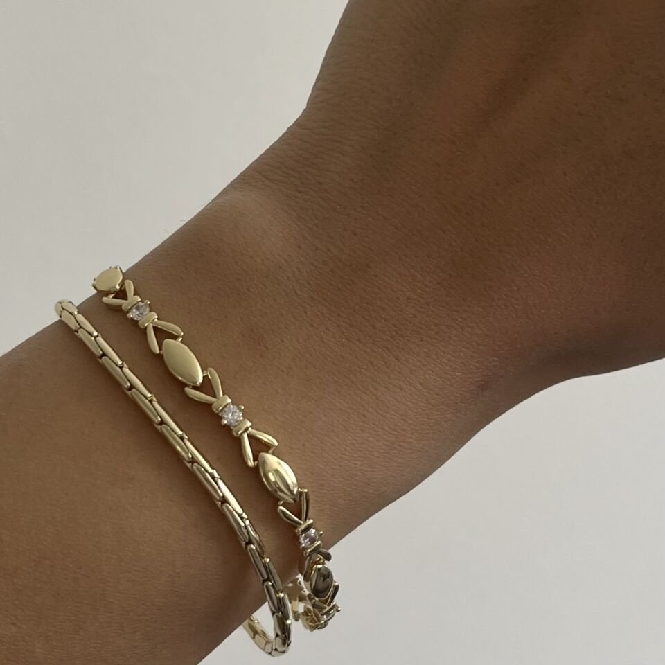 Altın Kaplama Taşlı Kurdele Model Bileklik