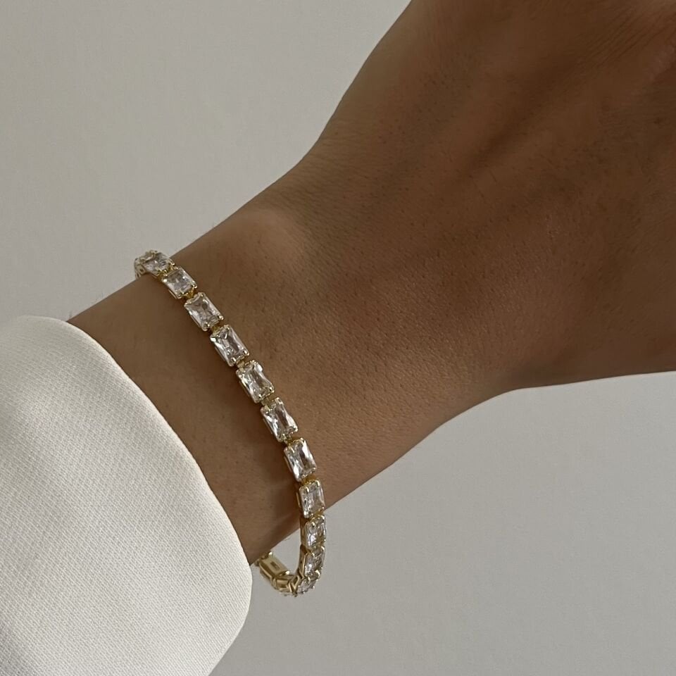 Altın Kaplama Baget Taşlı Bileklik