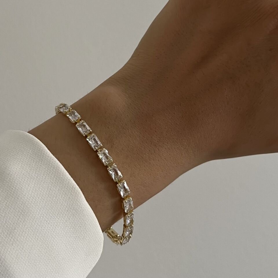 Altın Kaplama Baget Taşlı Bileklik