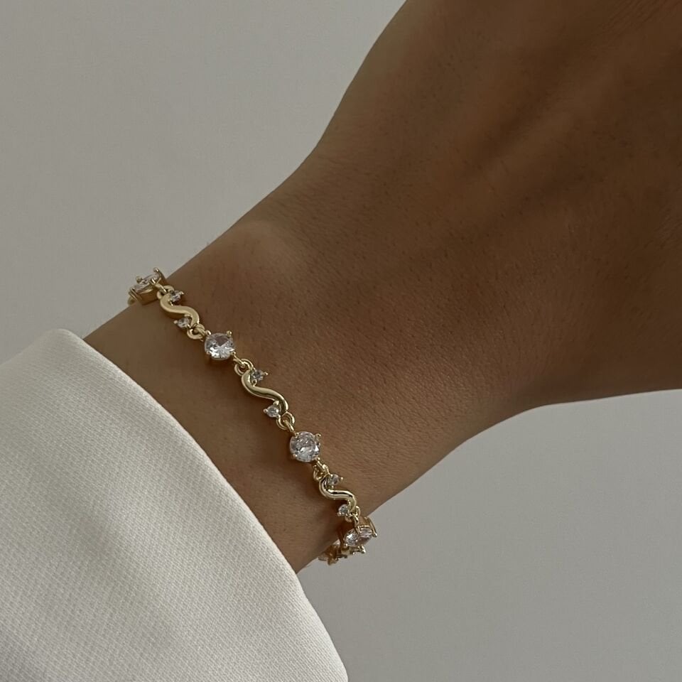 Altın Kaplama Taşlı Bileklik