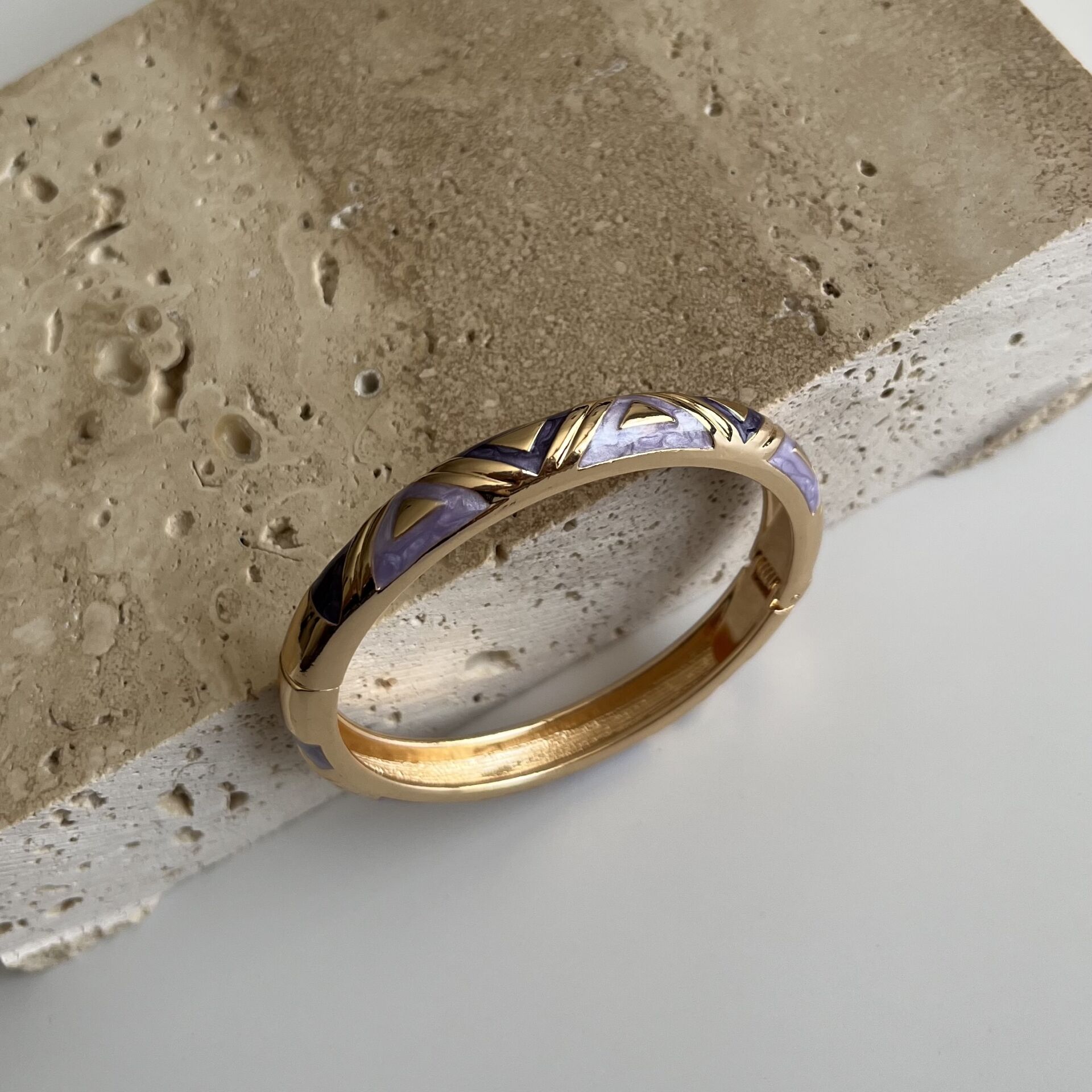 Altın Kaplama Mineli Kelepçe Bileklik