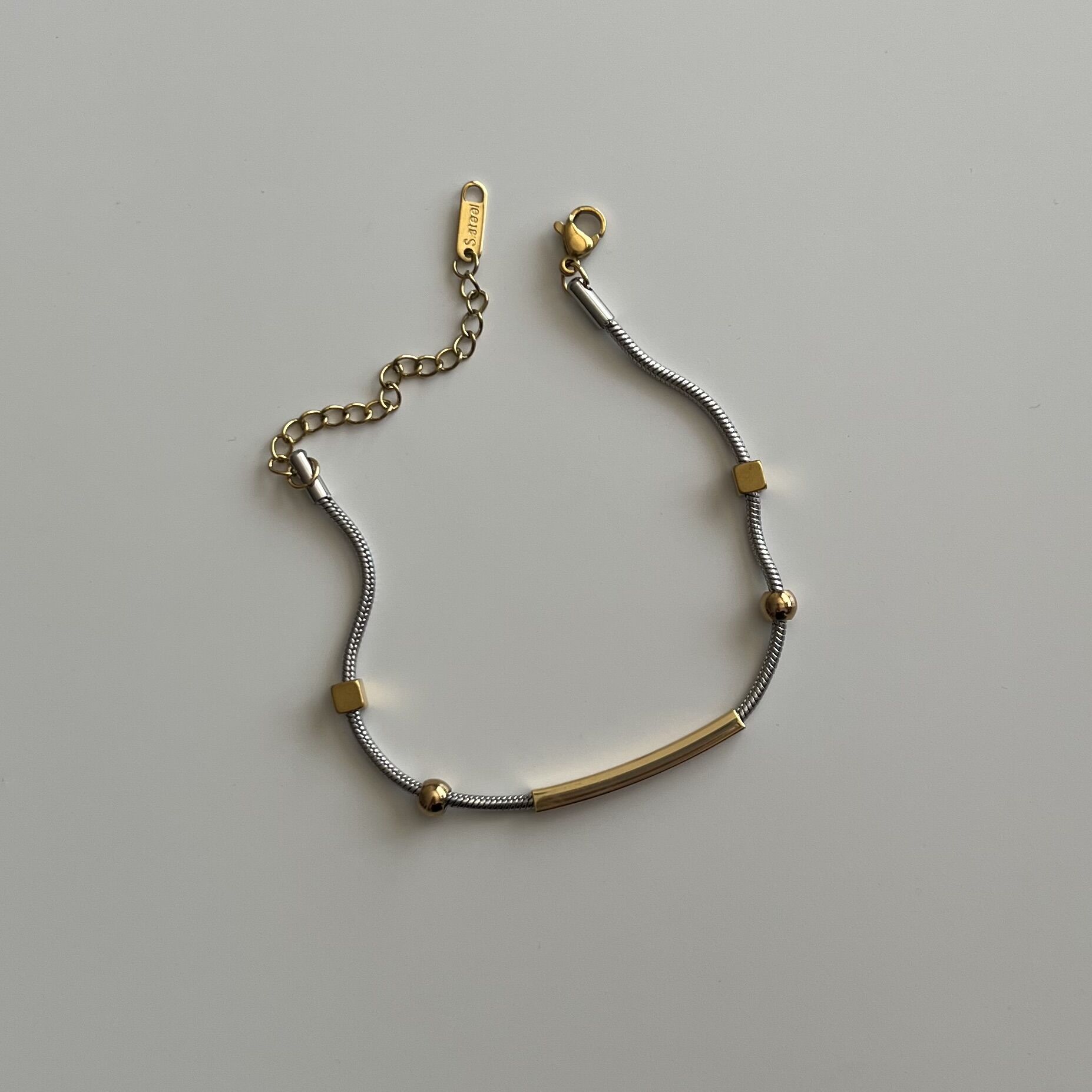 Çelik Silver Gold Renkli Bileklik