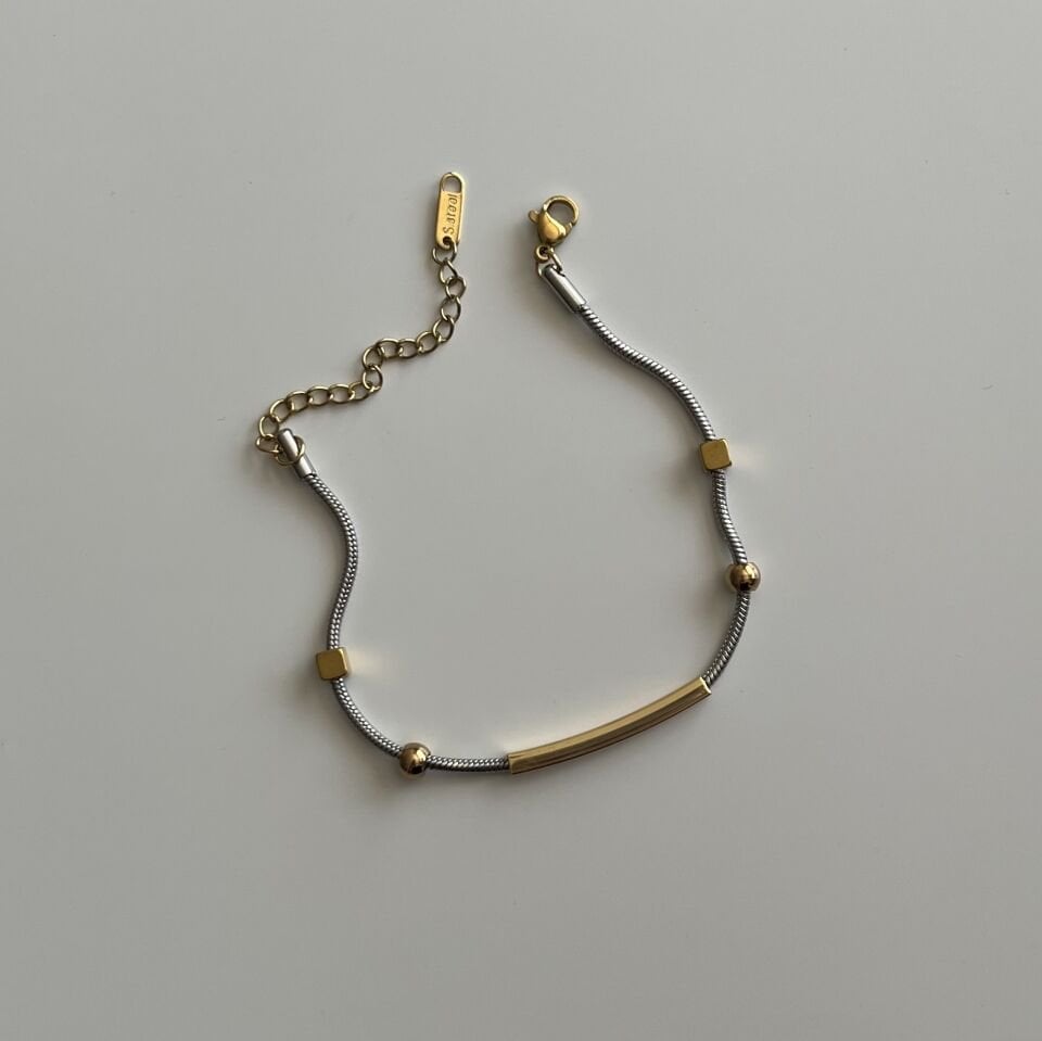 Çelik Silver Gold Renkli Bileklik