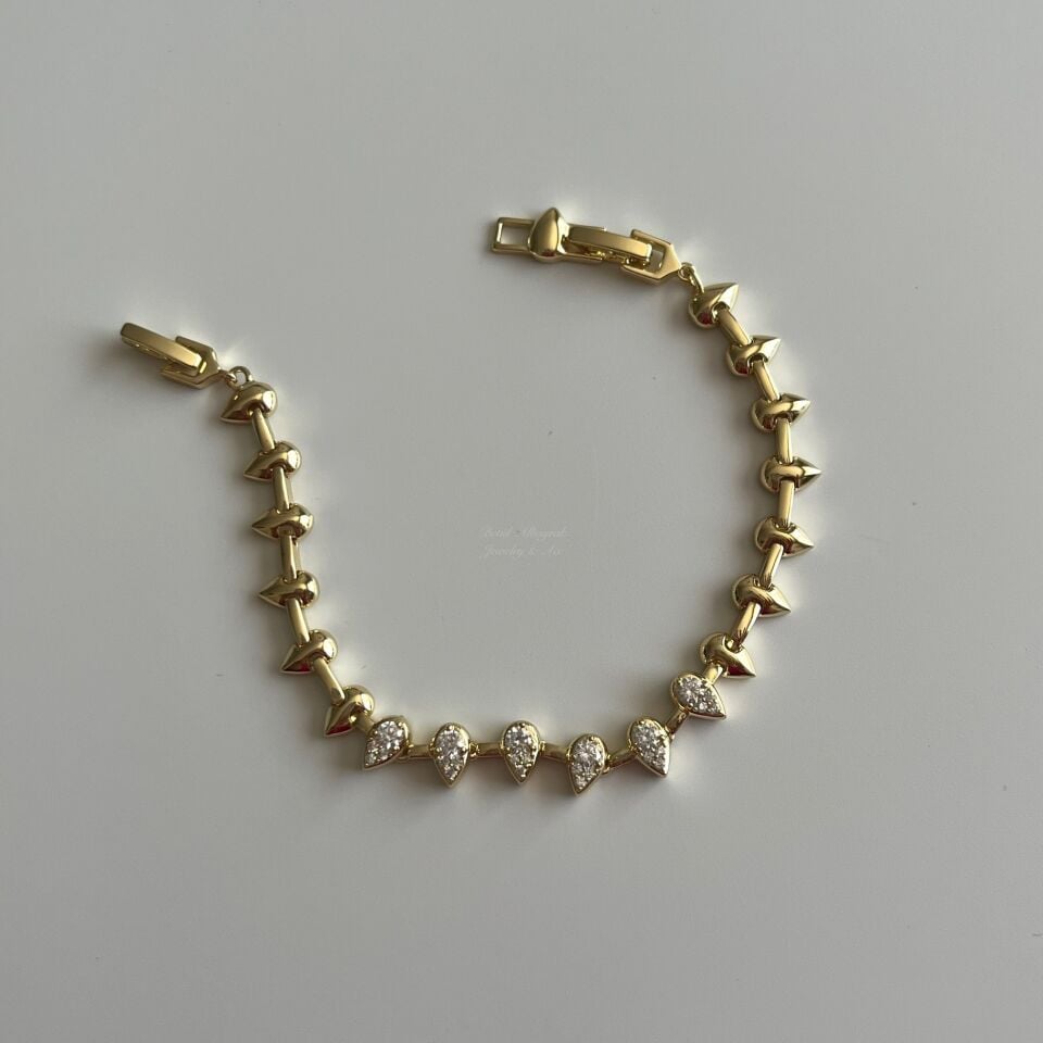 Altın Kaplama Damla Taşlı Bileklik