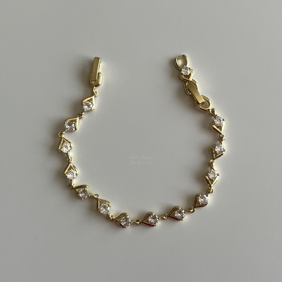 Altın Kaplama Yuvarlak Taşlı Bileklik