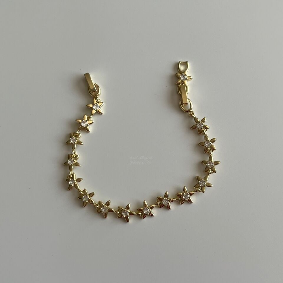 Altın Kaplama Taşlı Çiçek Model Bileklik