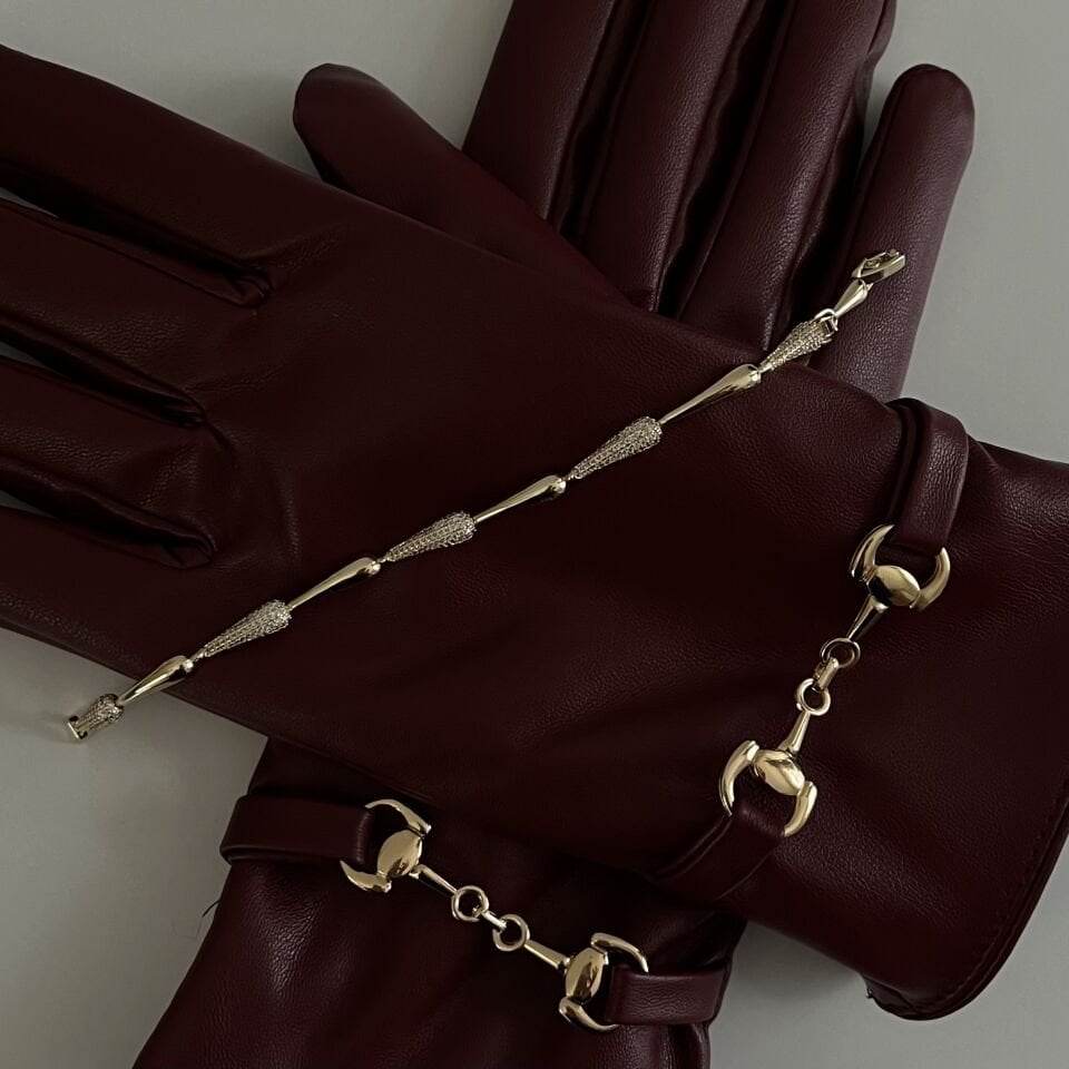 Altın Kaplama Taşlı Damla Model Bileklik