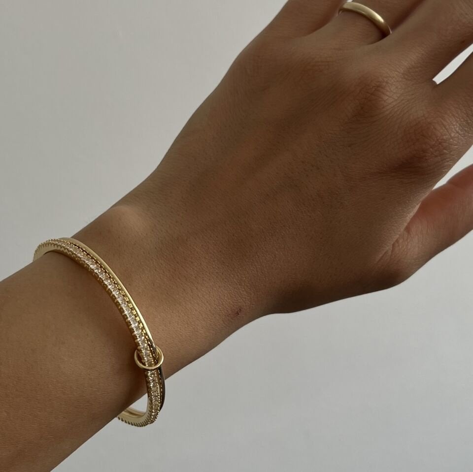 Altın Kaplama İkili Model Suyolu ve Düz Bilezik