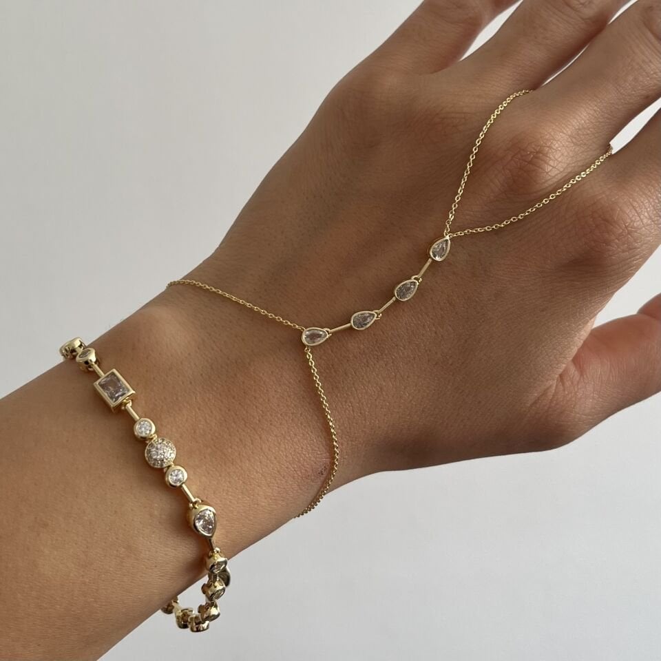 Altın Kaplama Çok Taşlı Bileklik