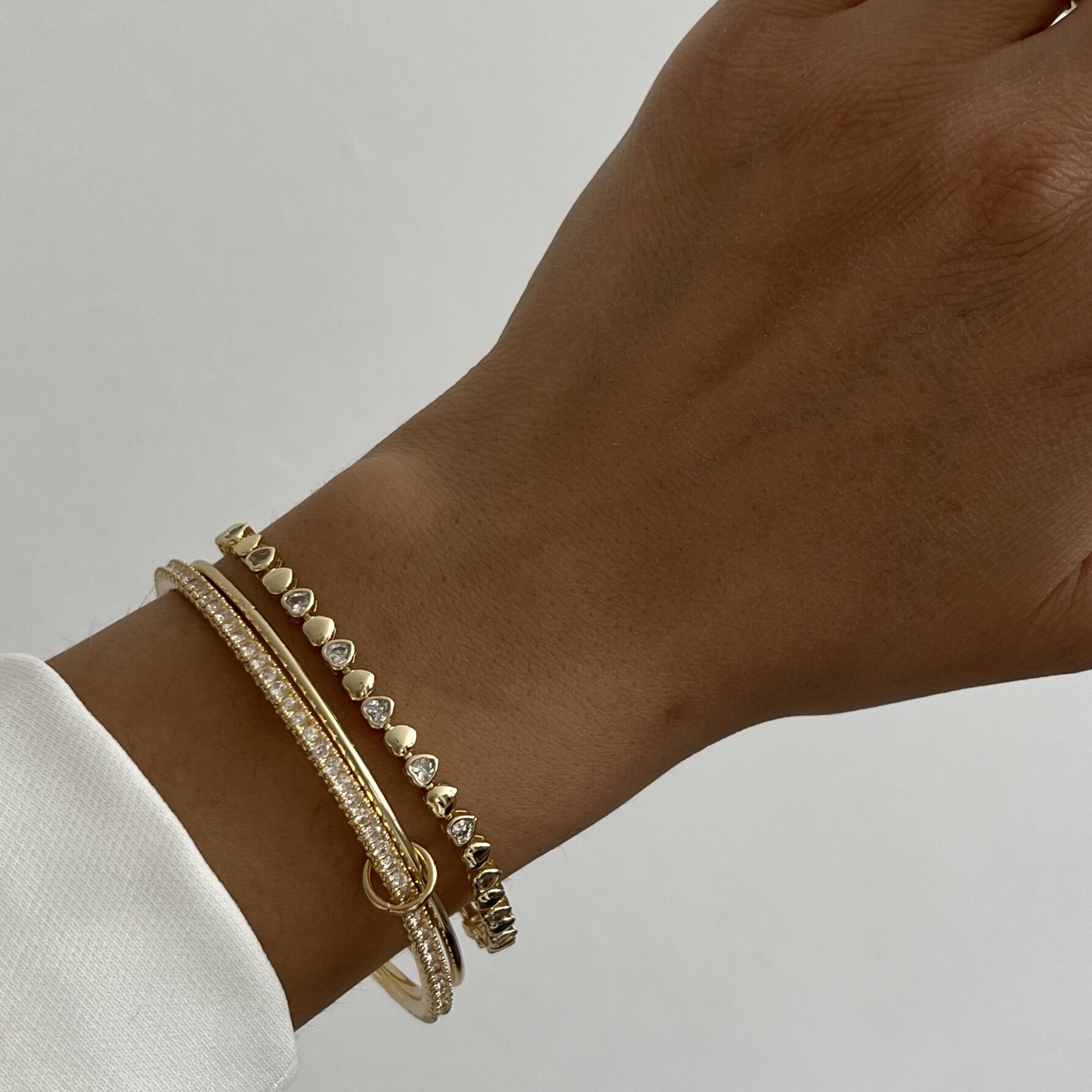 Altın Kaplama Minimal Taşlı Kalpli Bileklik