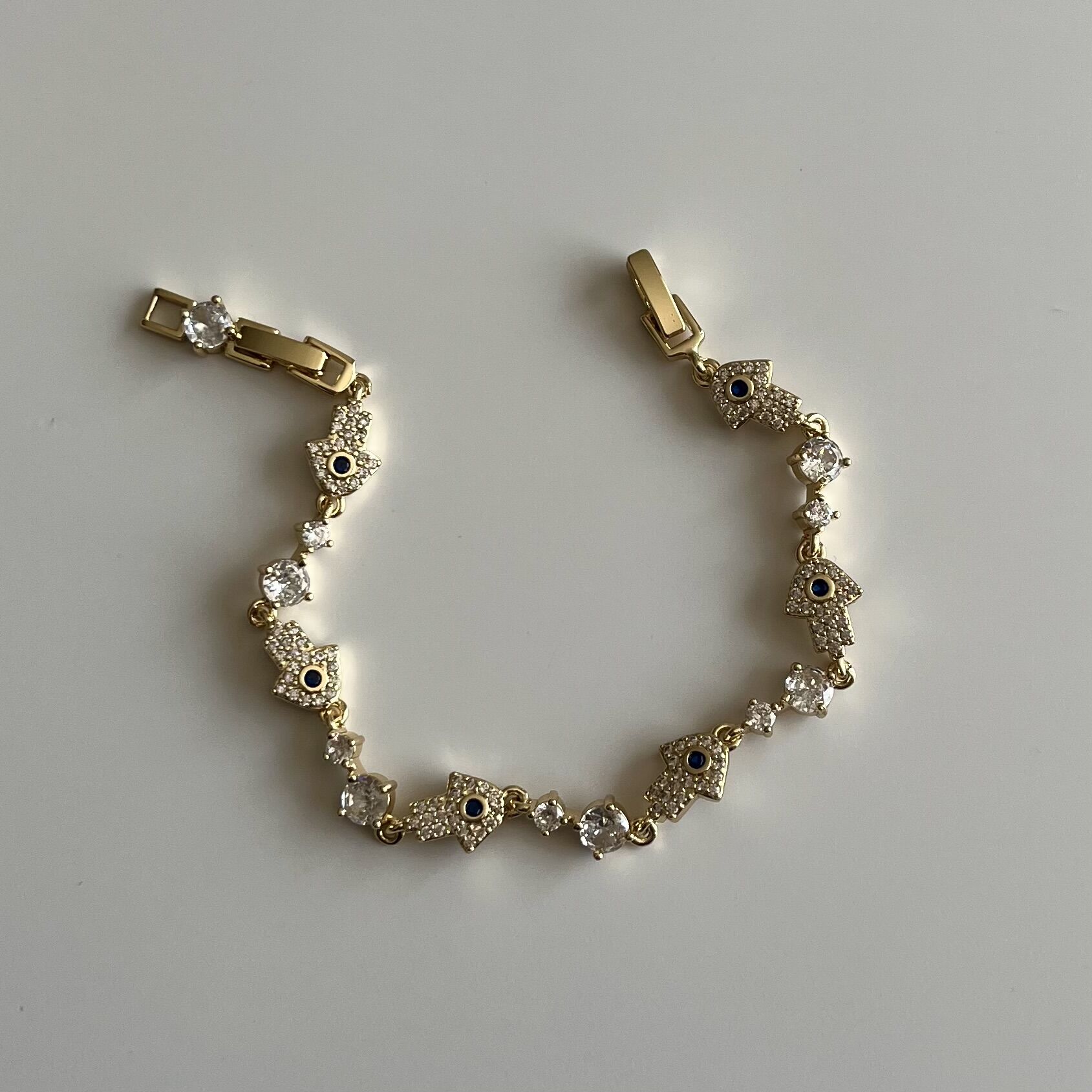 Altın Kaplama Fatma Ana Eli Taşlı Bileklik