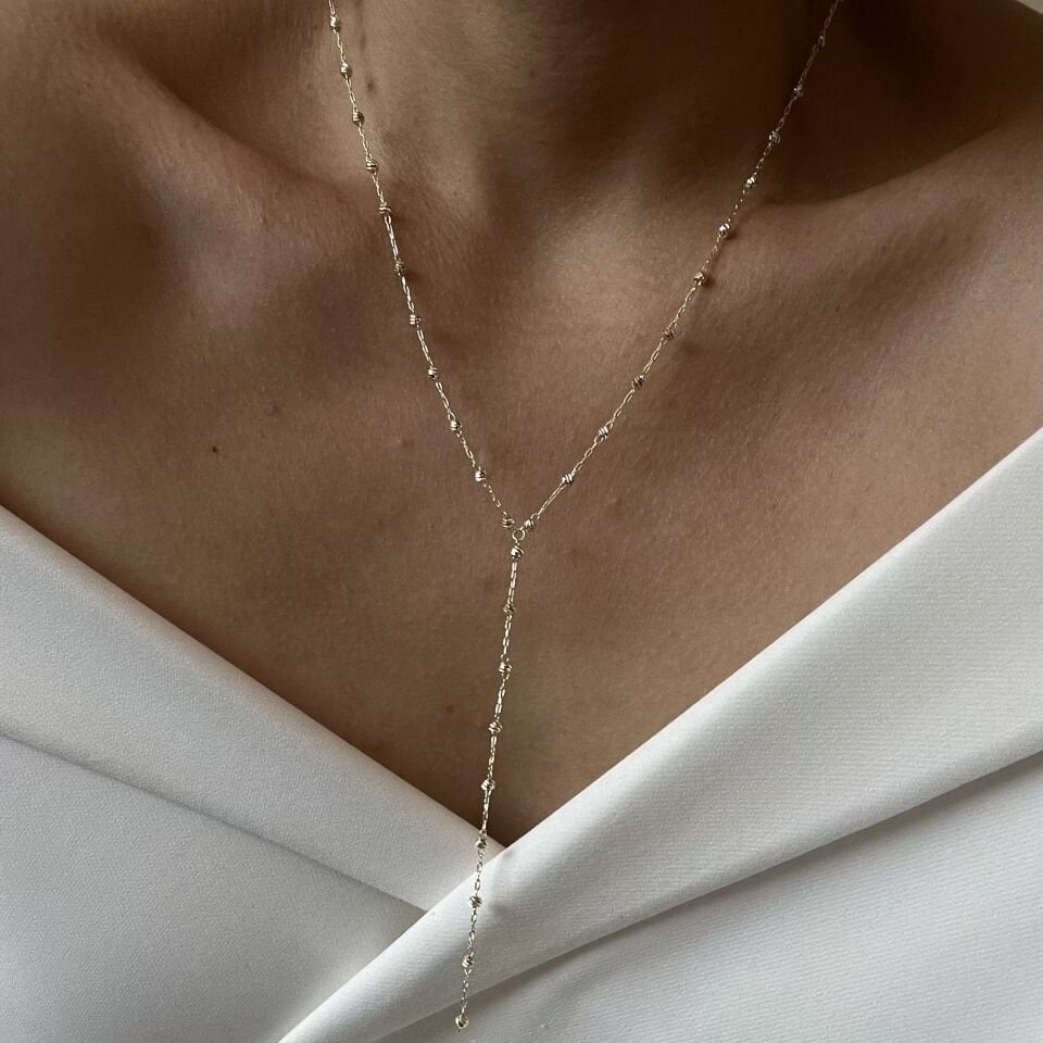 Altın Kaplama Topçuklu Gold Y Kolye