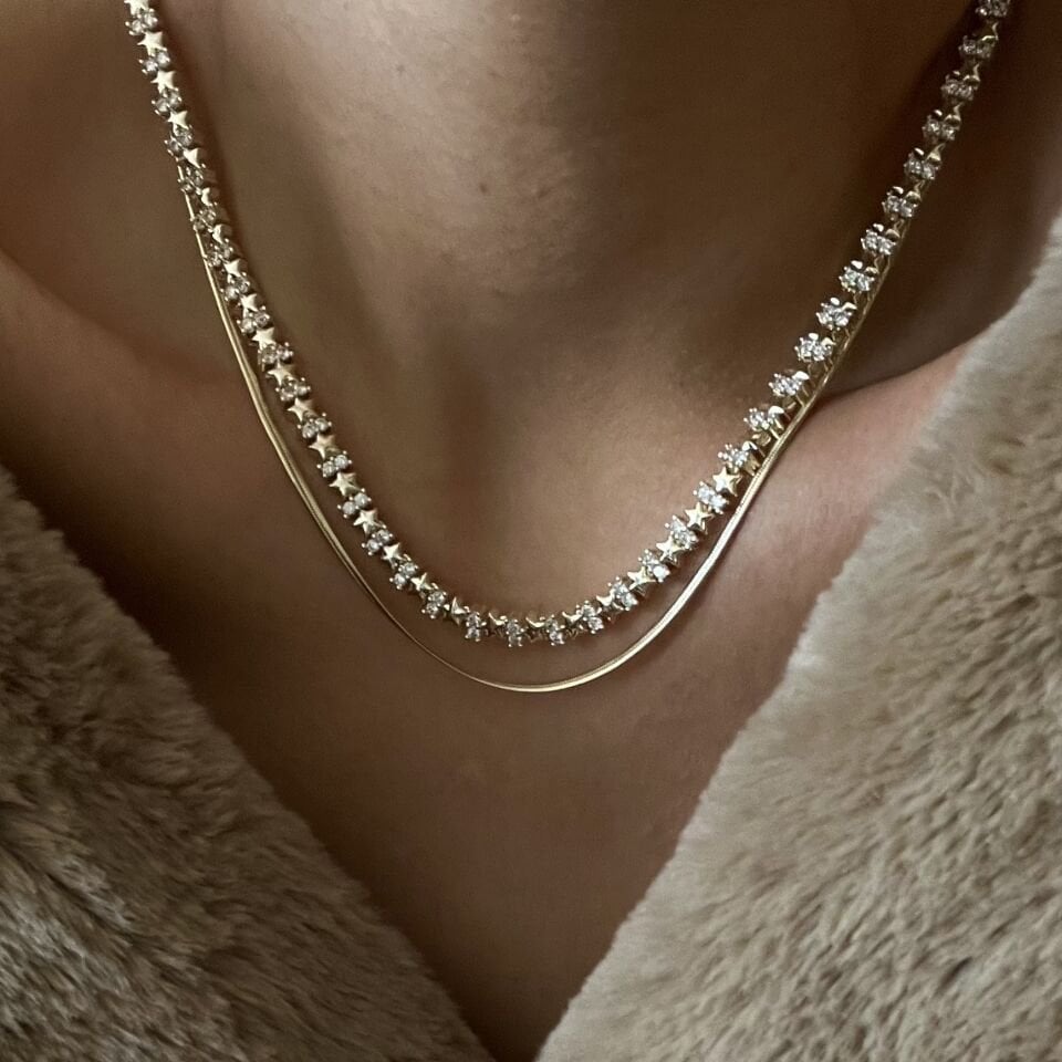 Vip Minimal Taşlı Yıldız Kolye