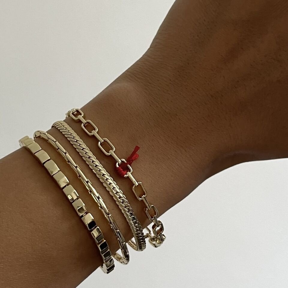 Altın Kaplama Ezme Zincir Bileklik