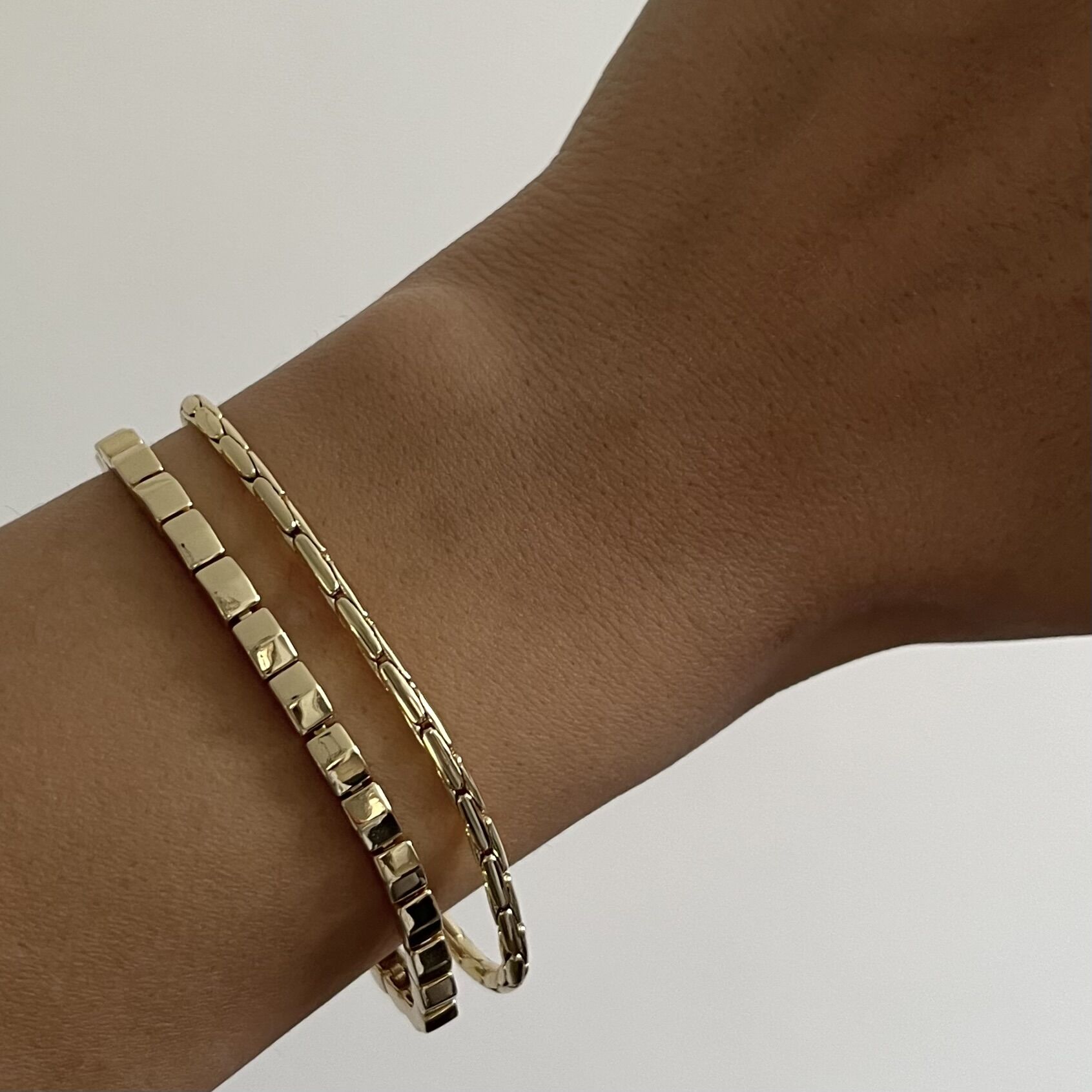 Altın Kaplama Kare Kare Bileklik