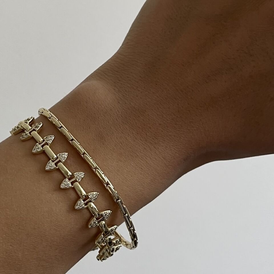 Altın Kaplama Taşlı Sivri Model Bileklik