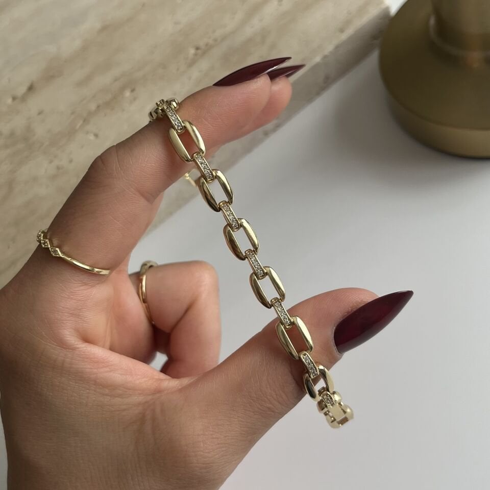 Kalın Dikdörtgen Taşlı Xuping Bileklik