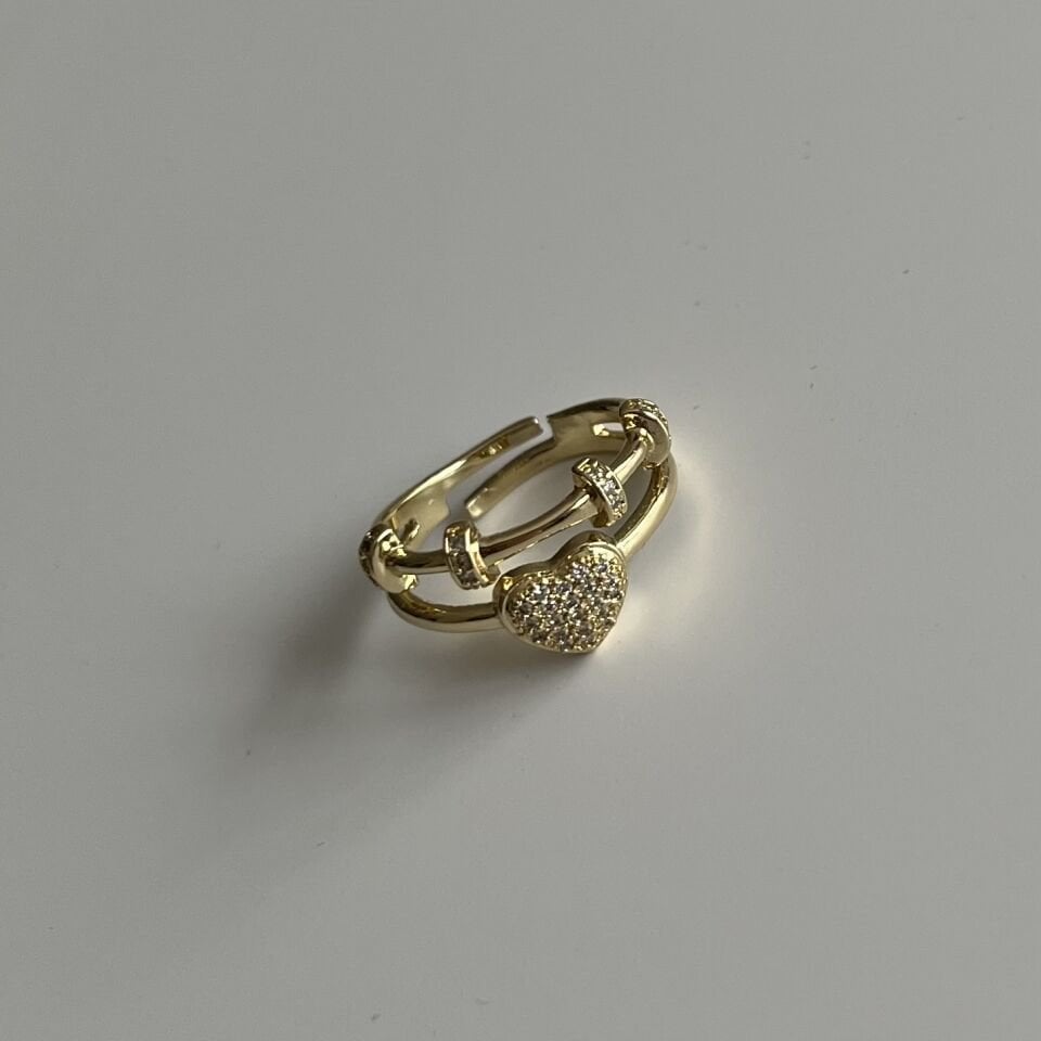 Vip Ayarlanabilir İkili Birleşik Kalpli Yüzük